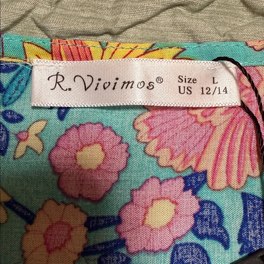 R.Vivimos Boho Floral Maxi Dress Size L NWT Beach Vacation Resort Dress Summer - Picture 3 of 7